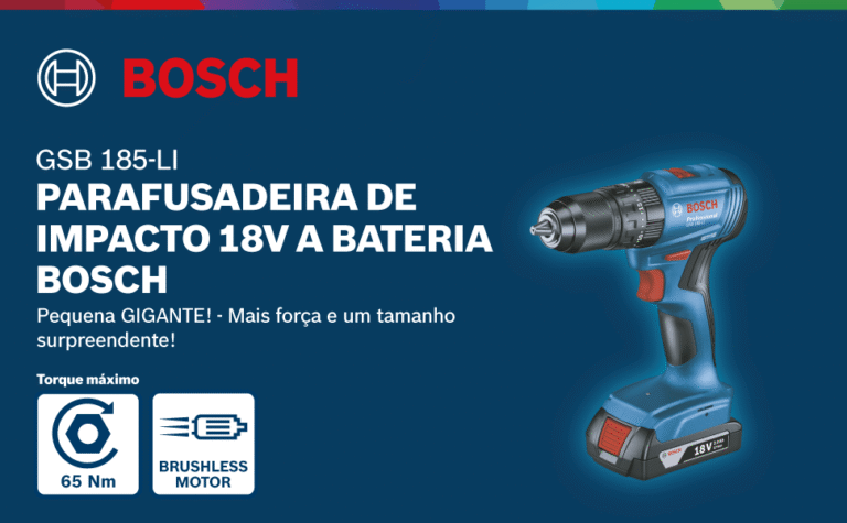 Bosch GSB 185-LI 18V brushless com impacto e mandril metálico